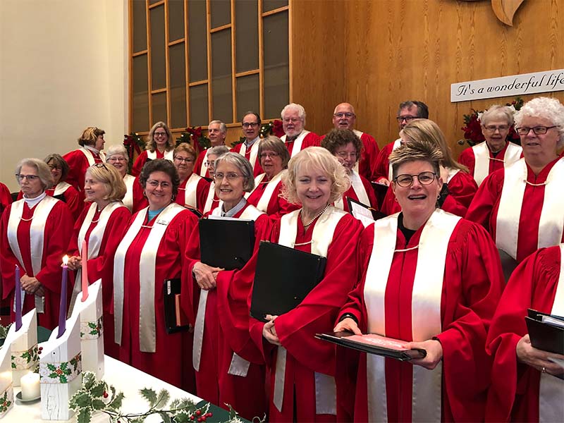 Sanctuary choir in robes